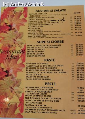 [P21] Restaurant Irisa - meniul » foto by Carmen Ion
 - 
<span class="allrVoted glyphicon glyphicon-heart hidden" id="av1405931"></span>
<a class="m-l-10 hidden" id="sv1405931" onclick="voting_Foto_DelVot(,1405931,4083)" role="button">șterge vot <span class="glyphicon glyphicon-remove"></span></a>
<a id="v91405931" class=" c-red"  onclick="voting_Foto_SetVot(1405931)" role="button"><span class="glyphicon glyphicon-heart-empty"></span> <b>LIKE</b> = Votează poza</a> <img class="hidden"  id="f1405931W9" src="/imagini/loader.gif" border="0" /><span class="AjErrMes hidden" id="e1405931ErM"></span>