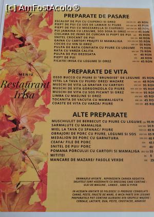 [P22] Restaurant Irisa - meniul » foto by Carmen Ion
 - 
<span class="allrVoted glyphicon glyphicon-heart hidden" id="av1405932"></span>
<a class="m-l-10 hidden" id="sv1405932" onclick="voting_Foto_DelVot(,1405932,4083)" role="button">șterge vot <span class="glyphicon glyphicon-remove"></span></a>
<a id="v91405932" class=" c-red"  onclick="voting_Foto_SetVot(1405932)" role="button"><span class="glyphicon glyphicon-heart-empty"></span> <b>LIKE</b> = Votează poza</a> <img class="hidden"  id="f1405932W9" src="/imagini/loader.gif" border="0" /><span class="AjErrMes hidden" id="e1405932ErM"></span>